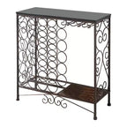 Kings Brand Furniture - Mesa botellero independiente, mueble bar para licores con almacenamiento de vino - Capacidad para 24 botellas y soporte para copas